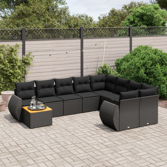 Set canapele de grădină cu perne, 10 piese, negru, poliratan - WALTI WALTI