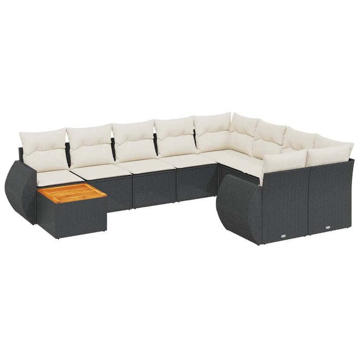 Set canapele de grădină cu perne, 10 piese, negru, poliratan - WALTI WALTI