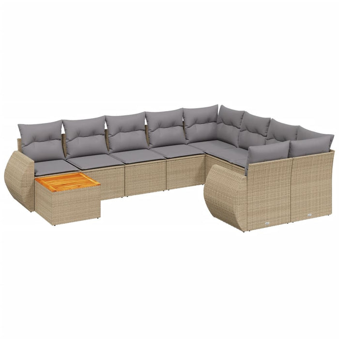 Set canapele de grădină cu perne, 10 piese, bej, poliratan WALTI