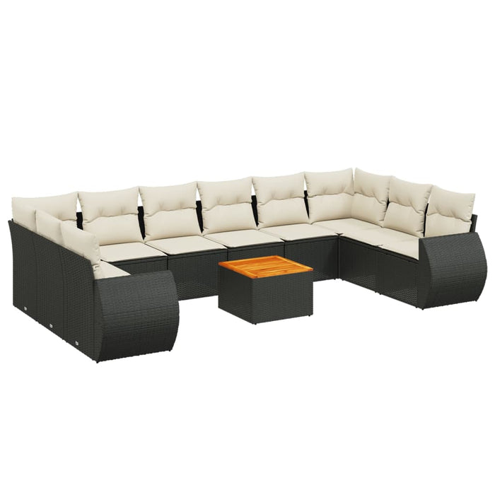 Set canapele de grădină cu perne, 11 piese, negru, poliratan - WALTI WALTI
