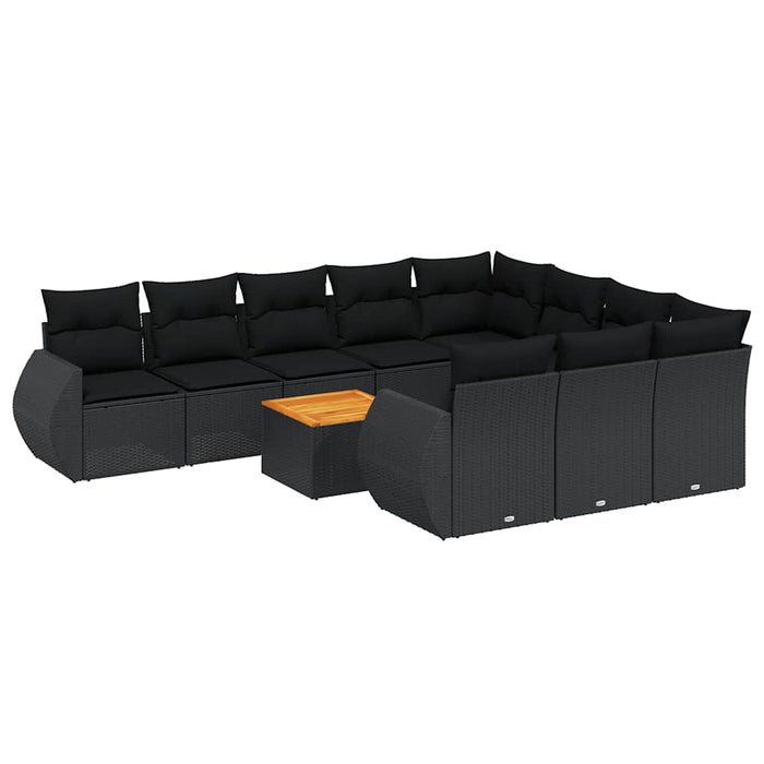 Set canapele de grădină cu perne, 11 piese, negru, poliratan - WALTI WALTI