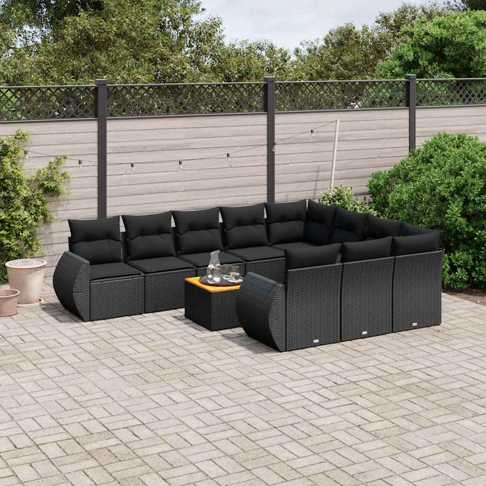 Set canapele de grădină cu perne, 11 piese, negru, poliratan - WALTI WALTI
