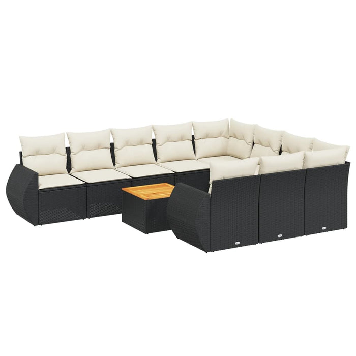 Set canapele de grădină cu perne, 11 piese, negru, poliratan - WALTI WALTI