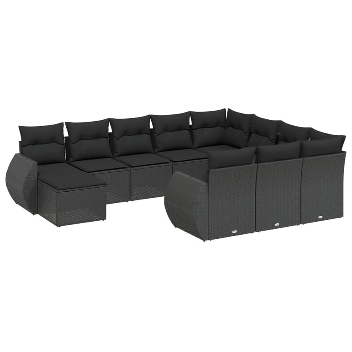 Set canapele de grădină cu perne, 11 piese, negru, poliratan - WALTI WALTI