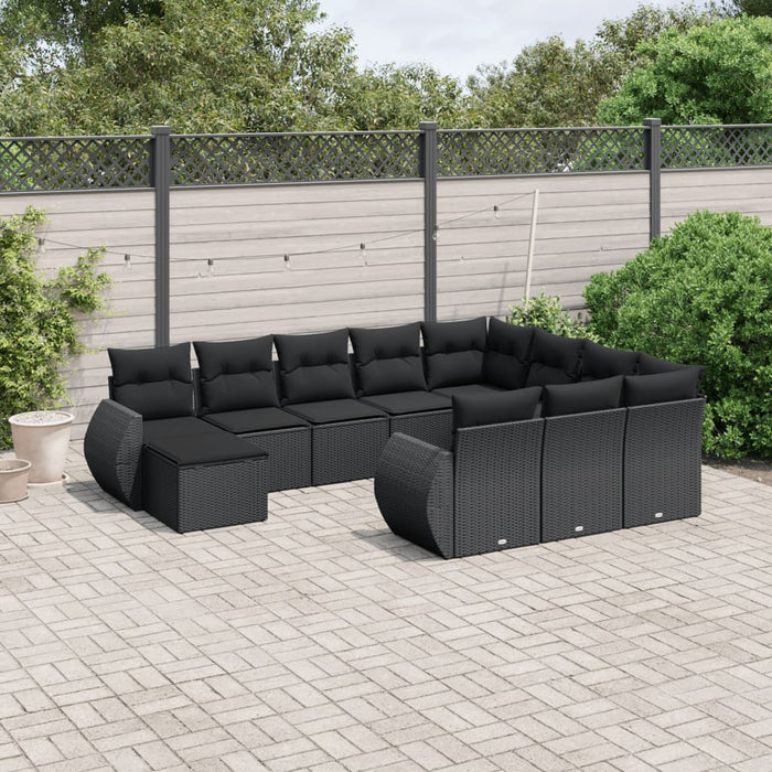 Set canapele de grădină cu perne, 11 piese, negru, poliratan - WALTI WALTI