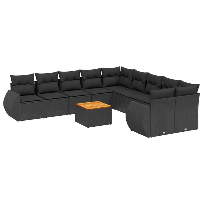 Set canapele de grădină cu perne, 11 piese, negru, poliratan - WALTI WALTI