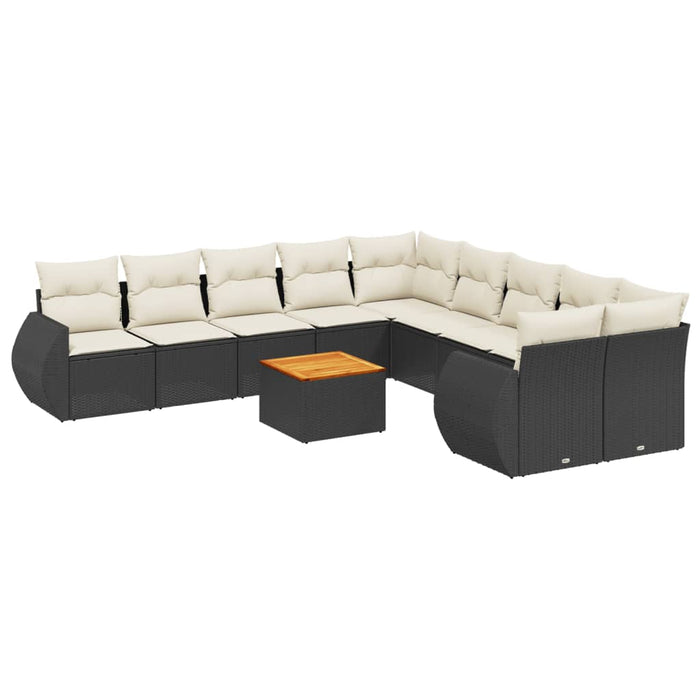 Set canapele de grădină cu perne, 11 piese, negru, poliratan - WALTI WALTI