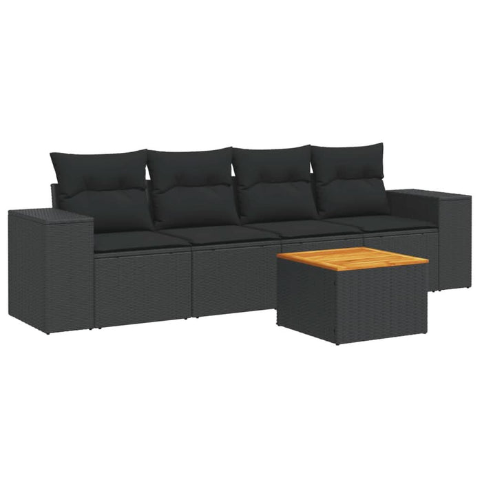 Set mobilier de grădină cu perne, 5 piese, negru, poliratan - WALTI WALTI