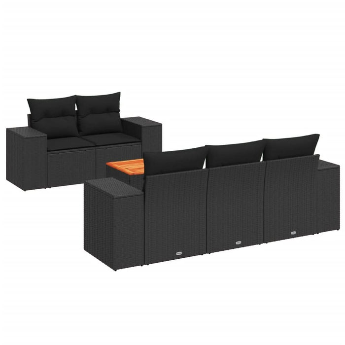 Set mobilier de grădină cu perne, 6 piese, negru, poliratan - WALTI WALTI