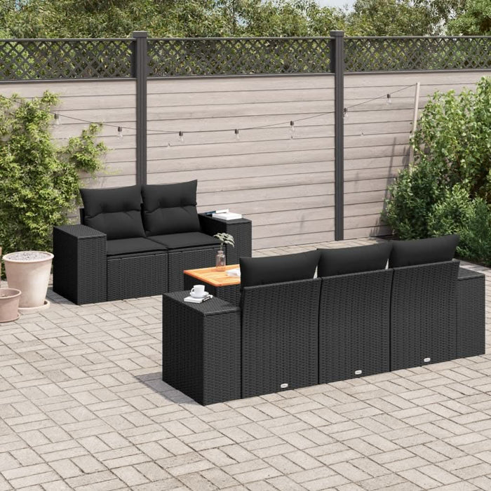 Set mobilier de grădină cu perne, 6 piese, negru, poliratan - WALTI WALTI