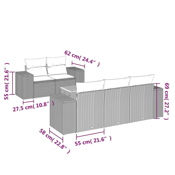Set mobilier de grădină cu perne, 6 piese, negru, poliratan - WALTI WALTI