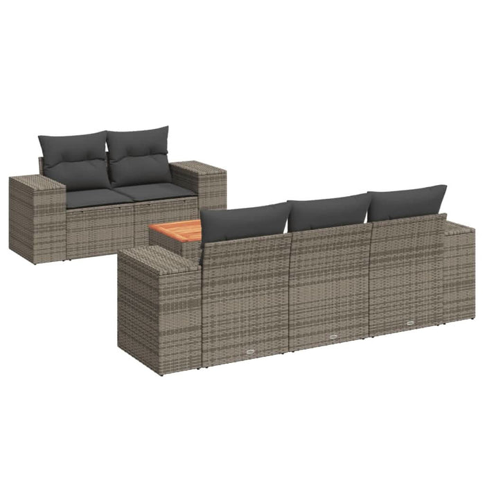 Set mobilier grădină cu perne, 6 piese, gri, poliratan - WALTI WALTI