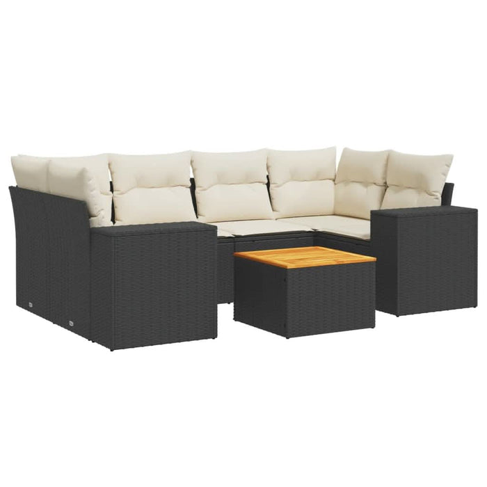 Set canapele de grădină cu perne, 7 piese, negru, poliratan - WALTI WALTI