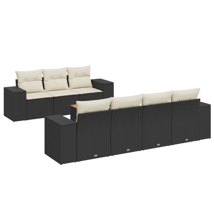 Set mobilier de grădină cu perne, 8 piese, negru, poliratan - WALTI WALTI