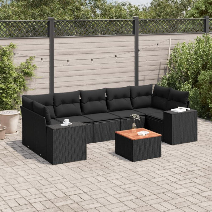 Set mobilier de grădină cu perne, 8 piese, negru, poliratan - WALTI WALTI