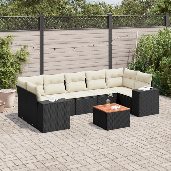 Set mobilier de grădină cu perne, 8 piese, negru, poliratan - WALTI WALTI
