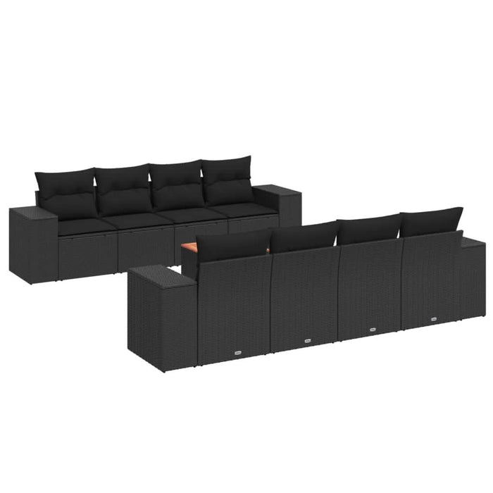 Set mobilier de grădină cu perne, 9 piese, negru, poliratan - WALTI WALTI