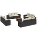 Set mobilier de grădină cu perne, 13 piese, negru, poliratan - WALTI WALTI
