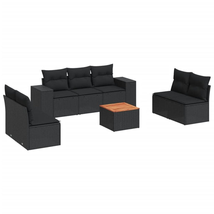 Set mobilier de grădină cu perne, 8 piese, negru, poliratan - WALTI WALTI