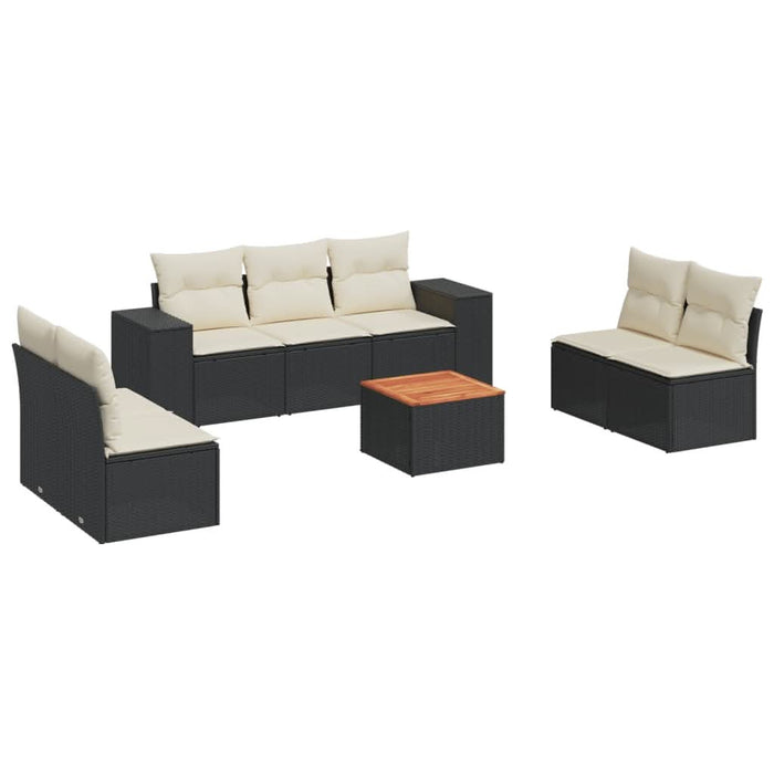 Set mobilier de grădină cu perne, 8 piese, negru, poliratan - WALTI WALTI