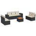 Set mobilier de grădină cu perne, 8 piese, negru, poliratan - WALTI WALTI