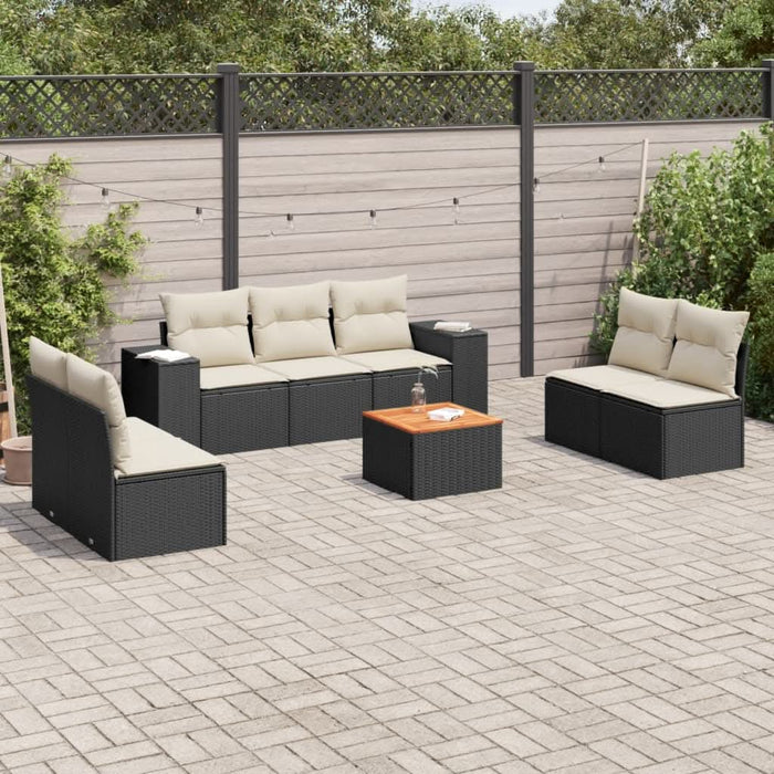 Set mobilier de grădină cu perne, 8 piese, negru, poliratan - WALTI WALTI