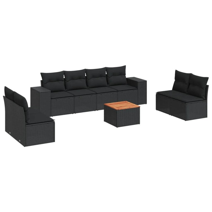 Set mobilier de grădină cu perne, 9 piese, negru, poliratan - WALTI WALTI