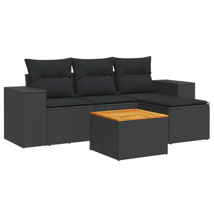 Set mobilier de grădină cu perne, 5 piese, negru, poliratan - WALTI WALTI