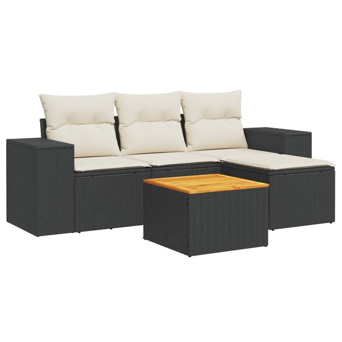Set mobilier de grădină cu perne, 5 piese, negru, poliratan - WALTI WALTI