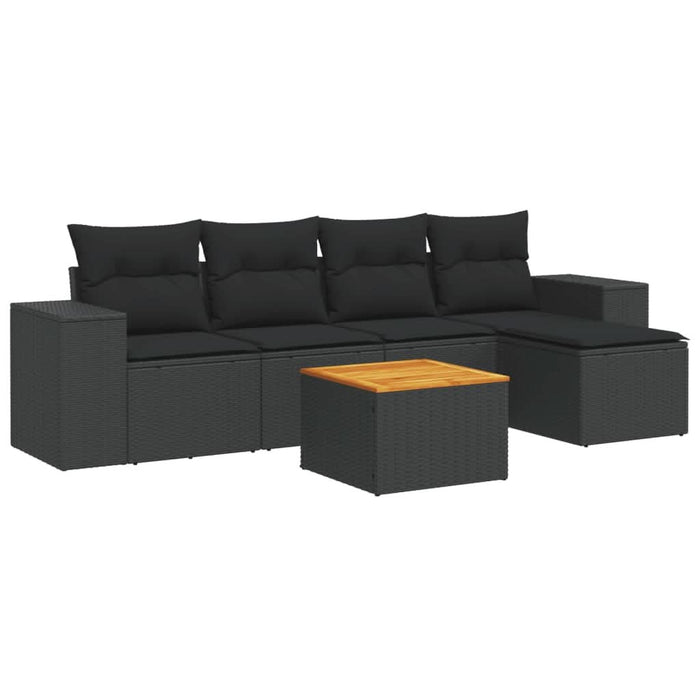 Set mobilier de grădină cu perne, 6 piese, negru, poliratan - WALTI WALTI