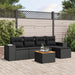 Set mobilier de grădină cu perne, 6 piese, negru, poliratan - WALTI WALTI