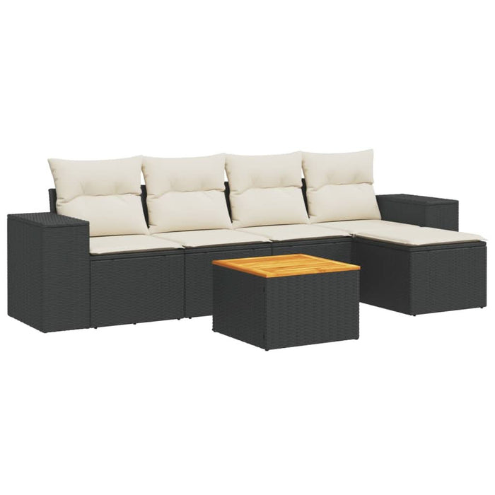 Set mobilier de grădină cu perne, 6 piese, negru, poliratan - WALTI WALTI