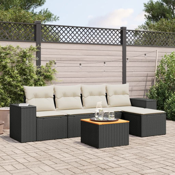 Set mobilier de grădină cu perne, 6 piese, negru, poliratan - WALTI WALTI