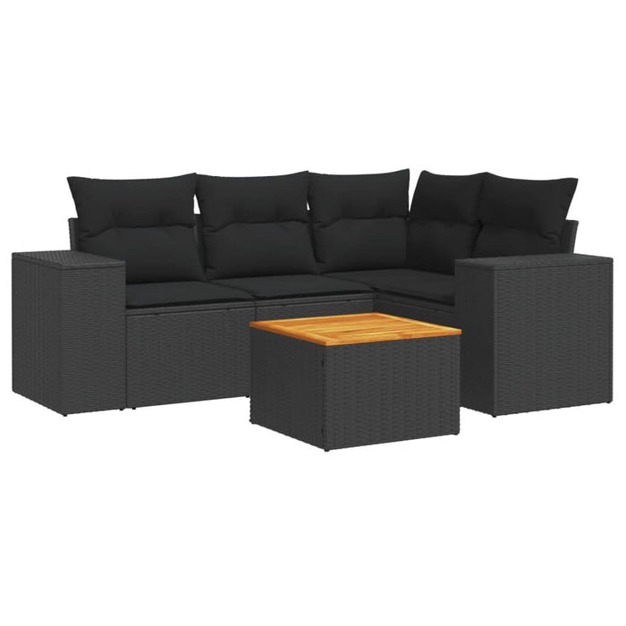 Set mobilier de grădină cu perne, 5 piese, negru, poliratan - WALTI WALTI