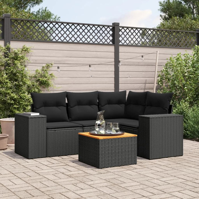 Set mobilier de grădină cu perne, 5 piese, negru, poliratan - WALTI WALTI