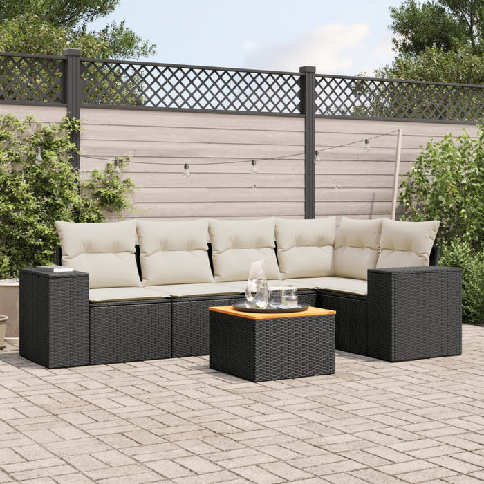 Set mobilier de grădină cu perne, 6 piese, negru, poliratan - WALTI WALTI