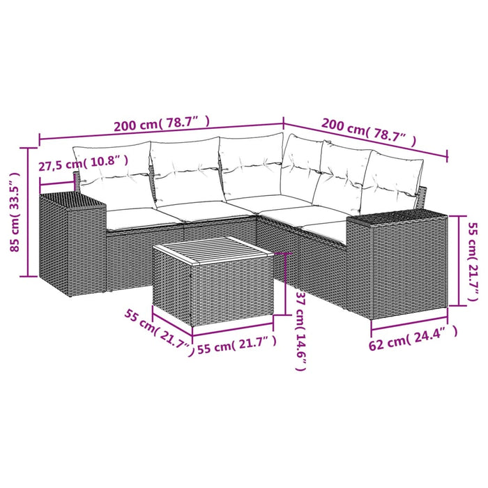 Set mobilier grădină cu perne, 6 piese, gri, poliratan - WALTI WALTI