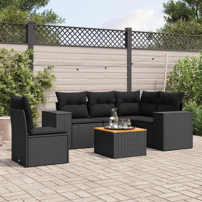 Set mobilier de grădină cu perne, 6 piese, negru, poliratan - WALTI WALTI
