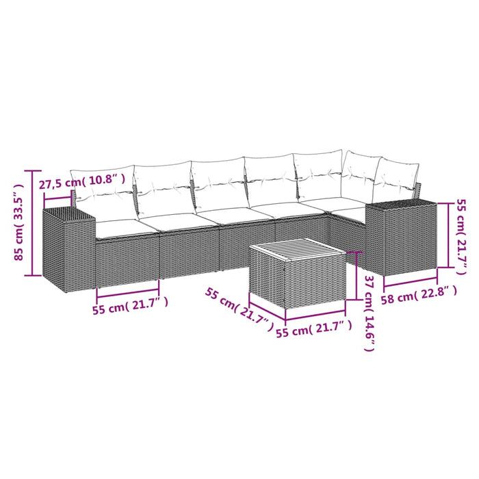 Set canapele de grădină cu perne, 7 piese, negru, poliratan - WALTI WALTI