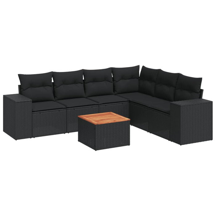 Set canapele de grădină cu perne, 7 piese, negru, poliratan - WALTI WALTI