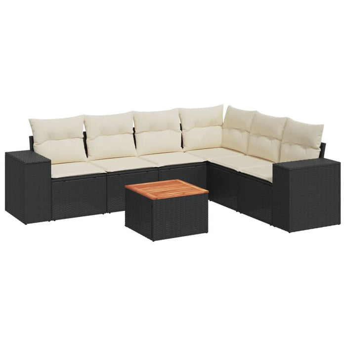 Set canapele de grădină cu perne, 7 piese, negru, poliratan - WALTI WALTI