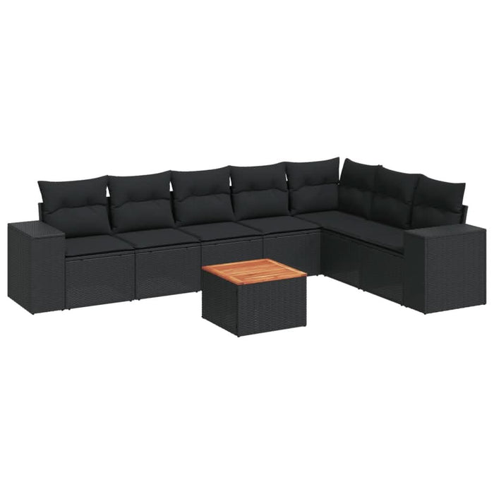 Set mobilier de grădină cu perne, 8 piese, negru, poliratan - WALTI WALTI