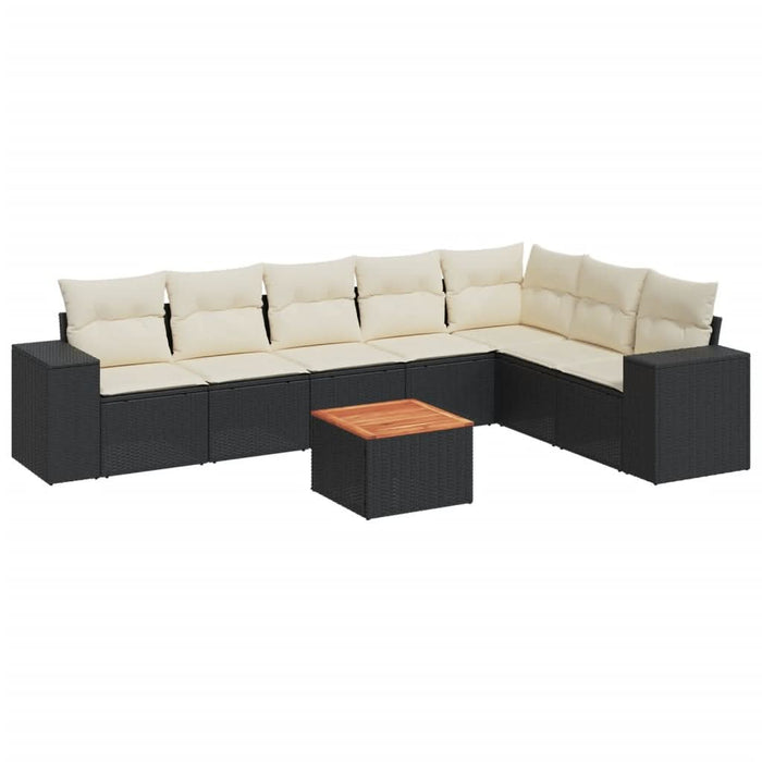 Set mobilier de grădină cu perne, 8 piese, negru, poliratan - WALTI WALTI