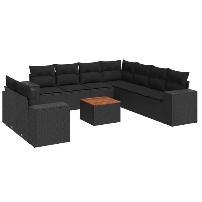 Set canapele de grădină cu perne, 10 piese, negru, poliratan - WALTI WALTI