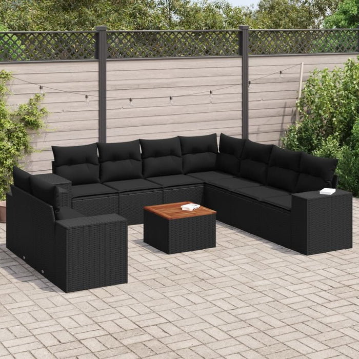 Set canapele de grădină cu perne, 10 piese, negru, poliratan - WALTI WALTI