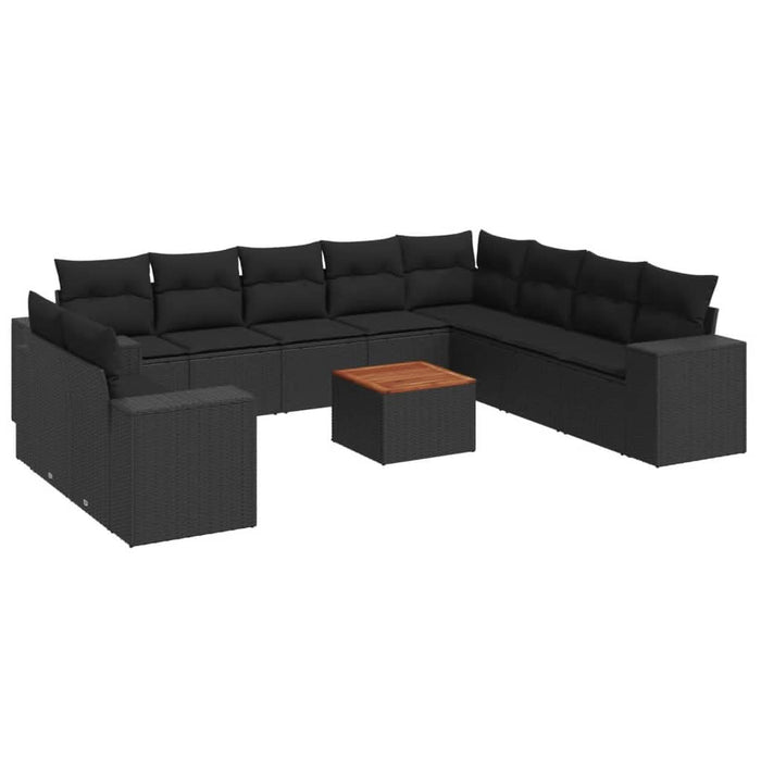 Set canapele de grădină cu perne, 11 piese, negru, poliratan - WALTI WALTI