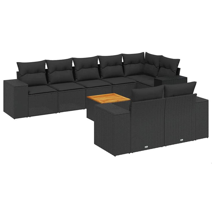 Set mobilier de grădină cu perne, 9 piese, negru, poliratan - WALTI WALTI
