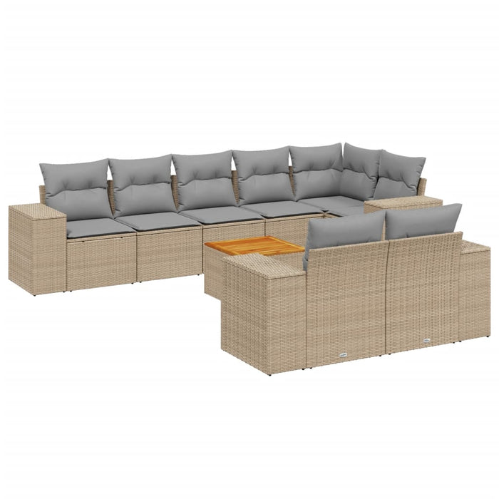 Set canapele de grădină, 9 piese, cu perne, bej, poliratan - WALTI WALTI