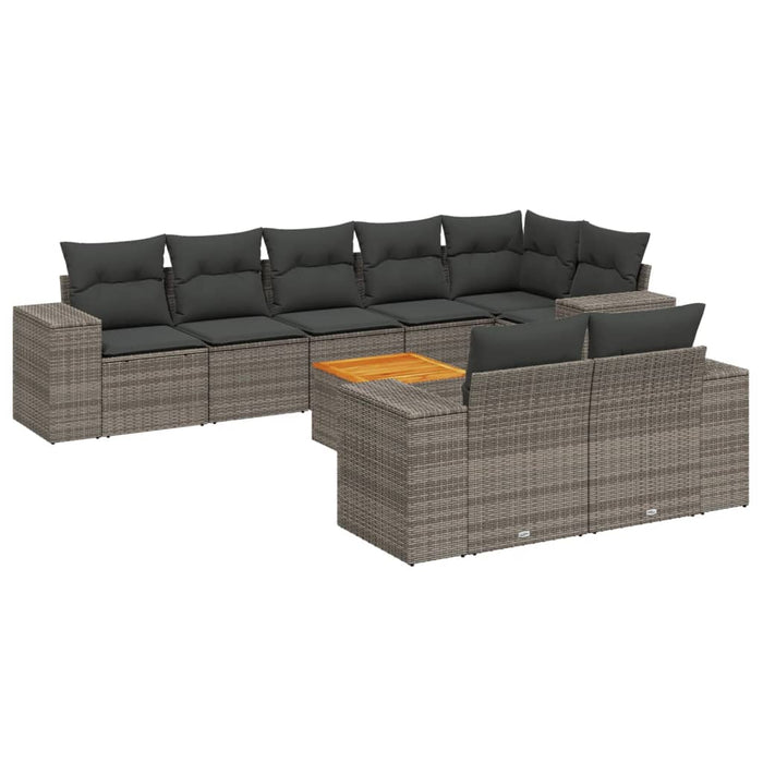 Set canapele de grădină, 9 piese, cu perne, gri, poliratan - WALTI WALTI