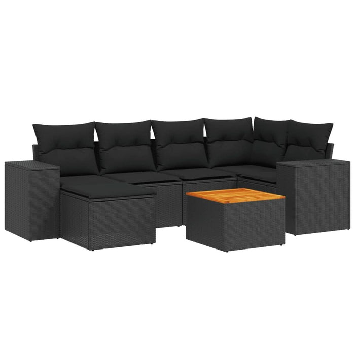 Set canapele de grădină cu perne, 7 piese, negru, poliratan - WALTI WALTI